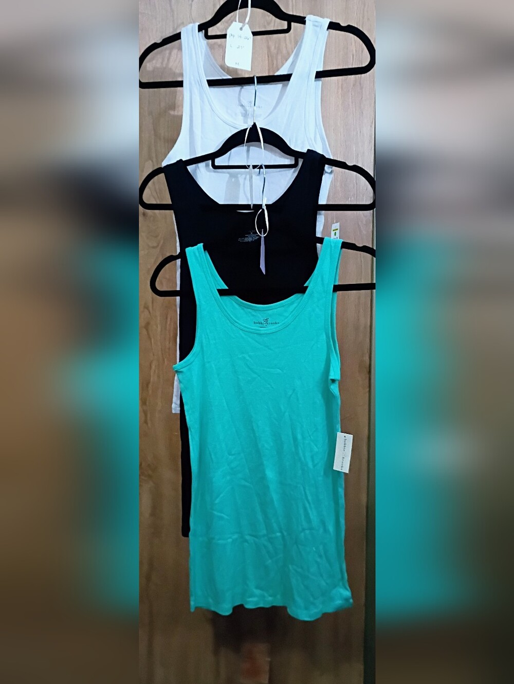 3pc Bobbie Brooks White/Turquoise/Black Tank Set